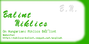 balint miklics business card